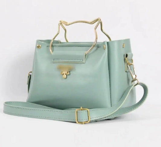 Girl's PU Leather Plain Hand Bag